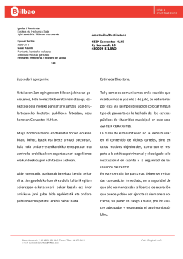 Carta de Koldo Narbaiza Olaskoaga, concejal del Área de Euskera y Educación del Ayuntamiento de Bilbao